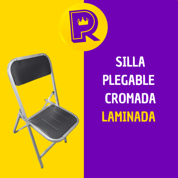 Silla plegable laminada cromada esmaltada en negro