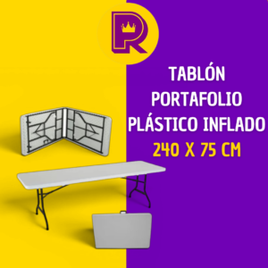 Tablón de 240x75 cm cubierta de plástico inflado tipo portafolio