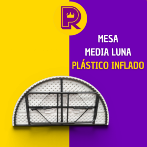 Mesa media luna cubierta de plástico inflado