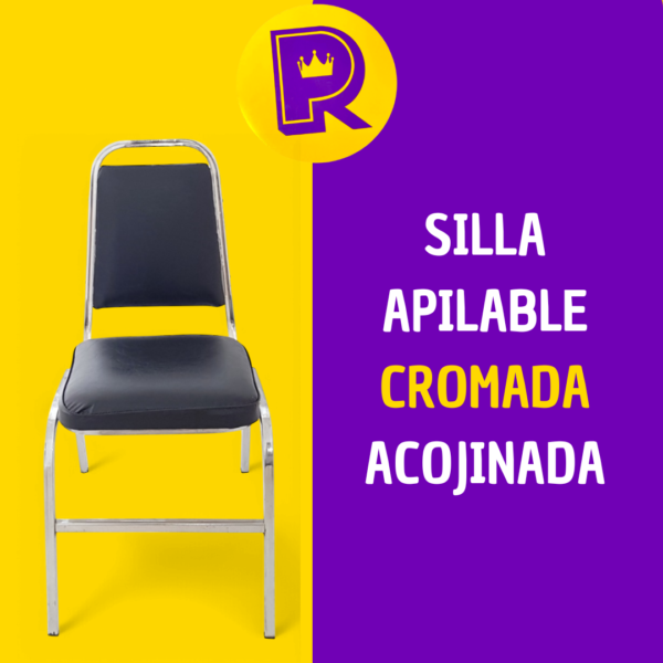 Silla apilable cromada acojinada
