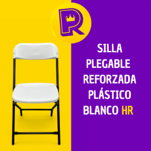 Silla plegable reforzada con asiento y respaldo en plástico blanco HR