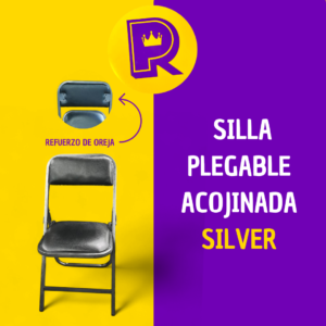 Silla plegable acojinada esmaltada en silver (Refuerzo en Oreja)