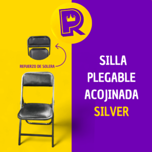 Silla plegable acojinada esmaltada en silver (Refuerzo en Solera)