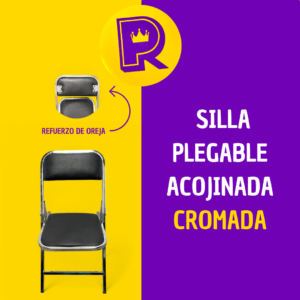 Silla plegable cromada acojinada (Refuerzo en Oreja)
