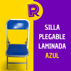 Silla plegable laminada cromada esmaltada en azul