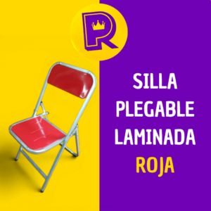 Silla plegable laminada cromada esmaltada en roja