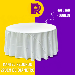 Mantel redondo de 290 cm de diámetro tela tafetán