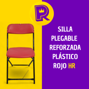 Silla plegable reforzada con asiento y respaldo en plástico rojo HR