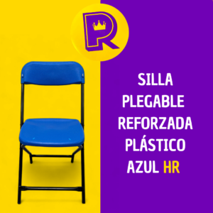 Silla plegable reforzada con asiento y respaldo en plástico azul HR